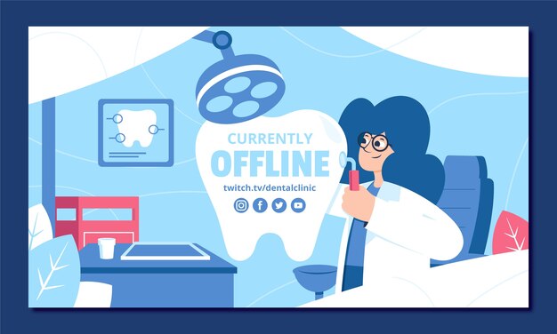 Hand drawn flat design dental clinic twitch background