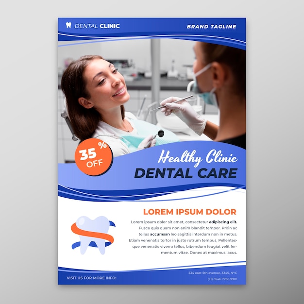 Hand drawn flat design dental flyer template