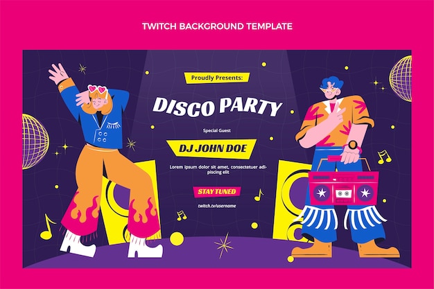 Hand drawn flat design disco party template