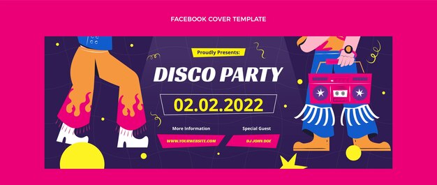 Hand drawn flat design disco party template