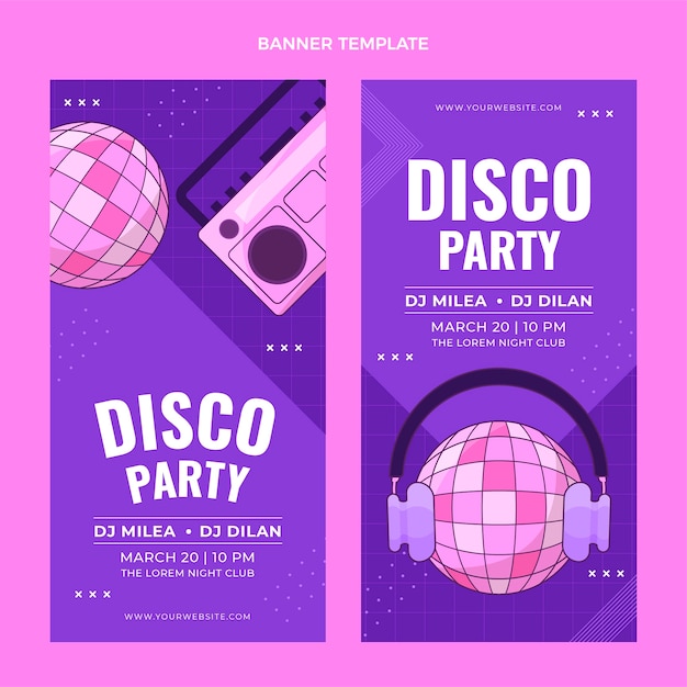 Hand drawn flat design disco party template