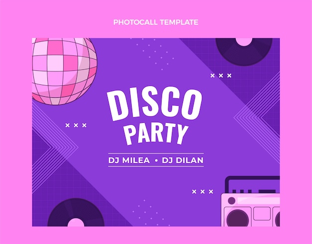 Hand drawn flat design disco party template