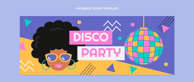 Hand drawn flat design disco party template