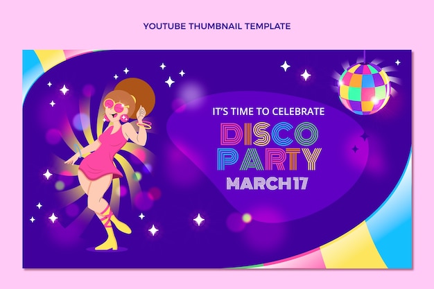 Hand drawn flat design disco party template