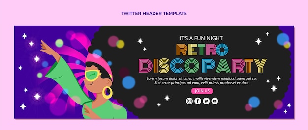 Hand drawn flat design disco party template