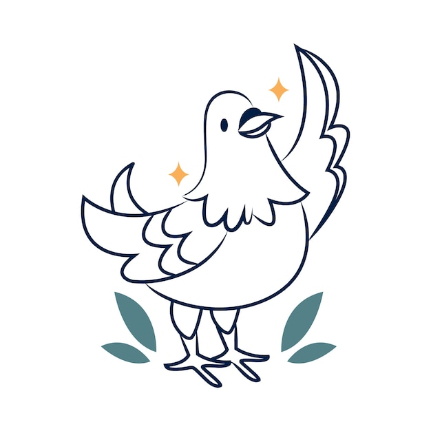 Hand drawn flat design dove outline