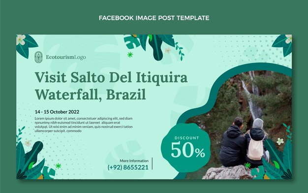 Hand drawn flat design ecotourism facebook ad