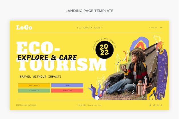 Free Vector hand drawn flat design ecotourism landing page