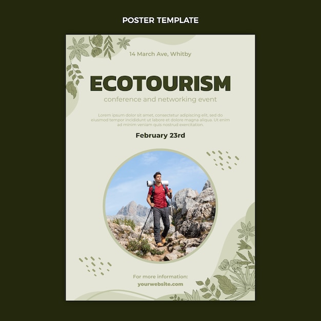 Free Vector hand drawn flat design ecotourism poster