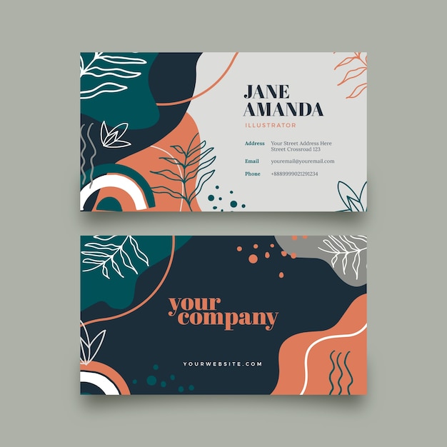 Hand drawn flat design elegant business card