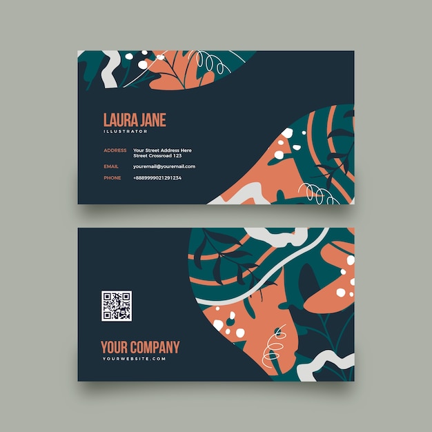 Hand drawn flat design elegant business card