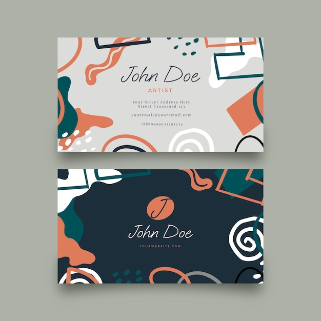 Hand drawn flat design elegant business card