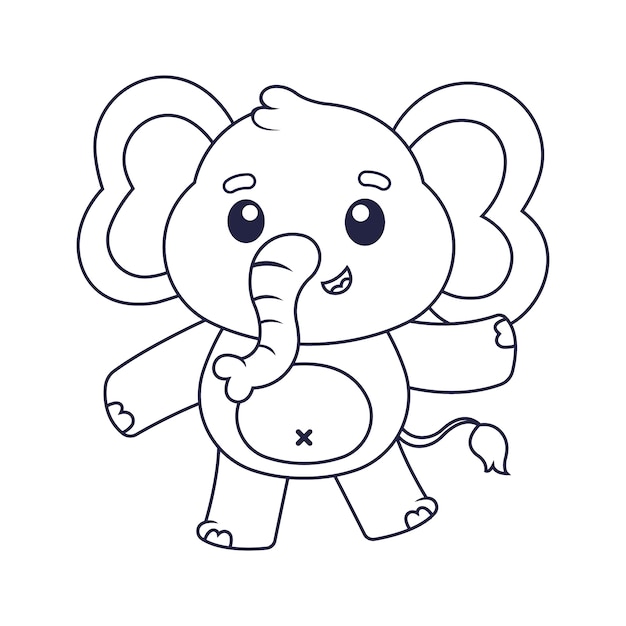 Hand drawn flat design elephant outline