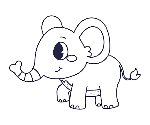 Hand drawn flat design elephant outline