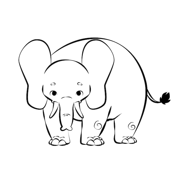 Free Vector hand drawn flat design elephant outline