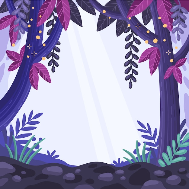 Free vector hand drawn flat design enchanted forest frame