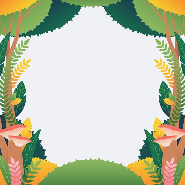 Hand drawn flat design enchanted forest frame