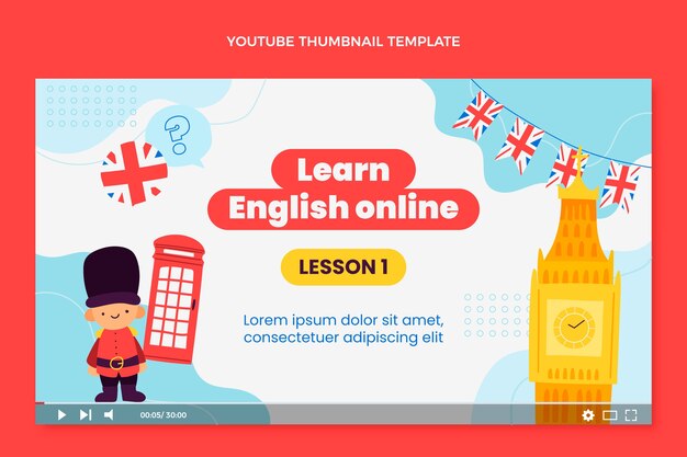 Hand drawn flat design english lessons template