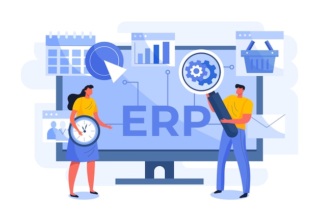 Hand drawn flat design erp illustration