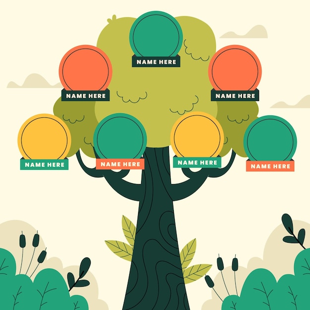 Hand drawn flat design of family tree