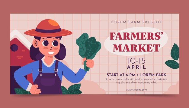 Hand drawn flat design farmers market banner