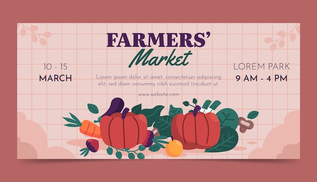 Hand drawn flat design farmers market banner