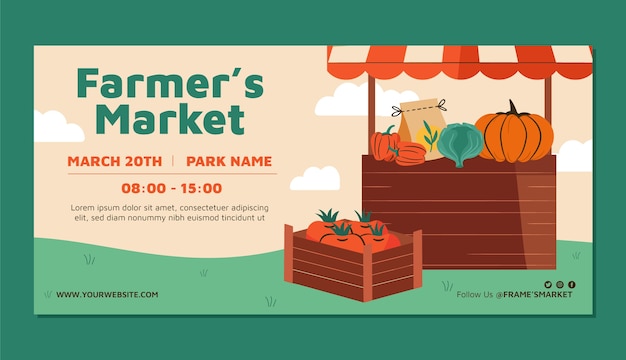 Free vector hand drawn flat design farmers market banner