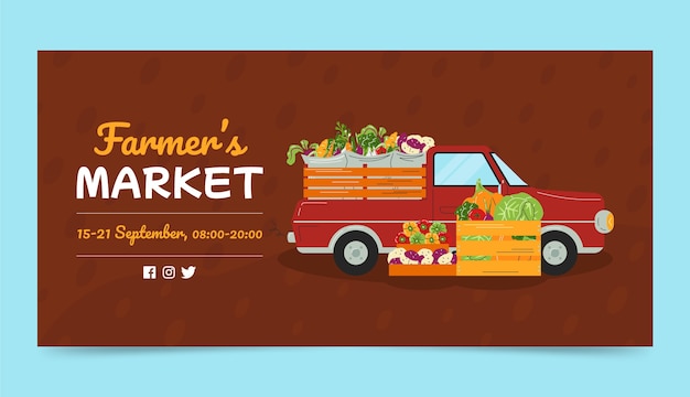 Hand drawn flat design farmers market banner