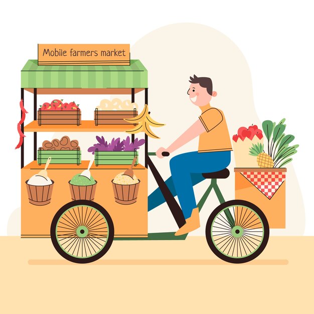 Hand drawn flat design farmers market illustration