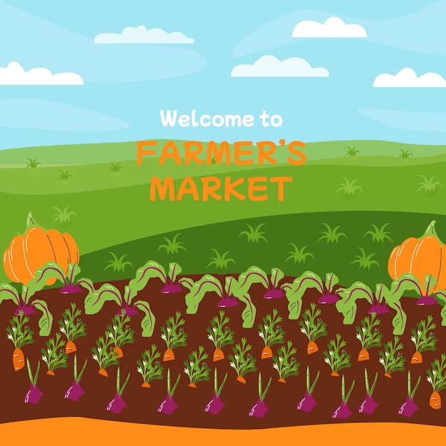 Free vector hand drawn flat design farmers market illustration