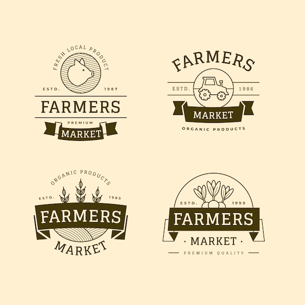 Hand drawn flat design farmers market labels