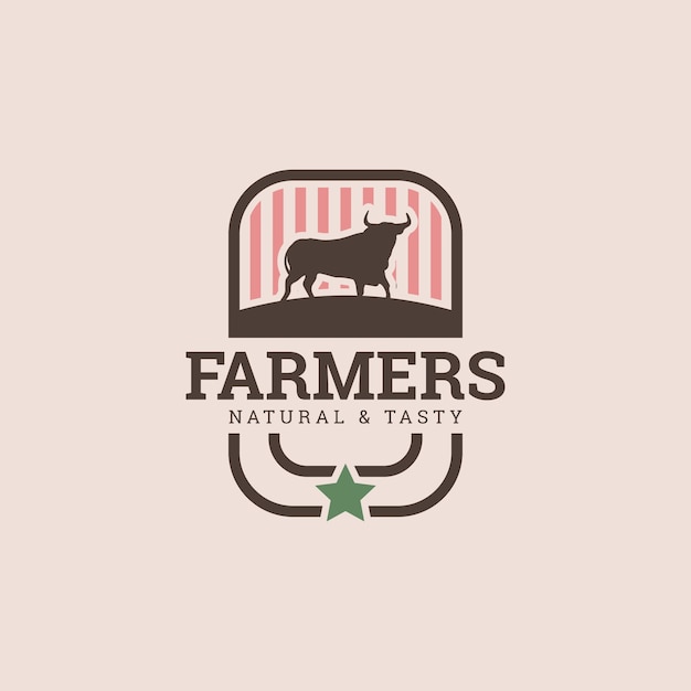 Hand drawn flat design farmers market logo