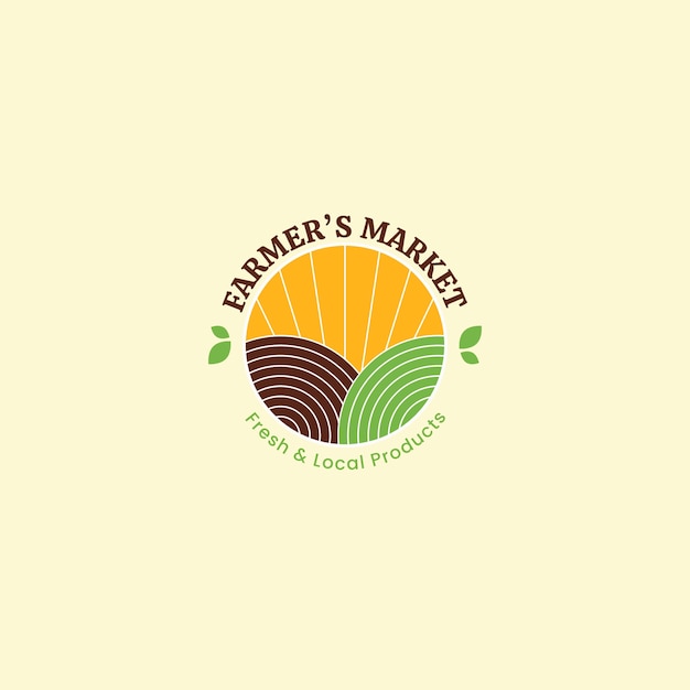 Hand drawn flat design farmers market logo