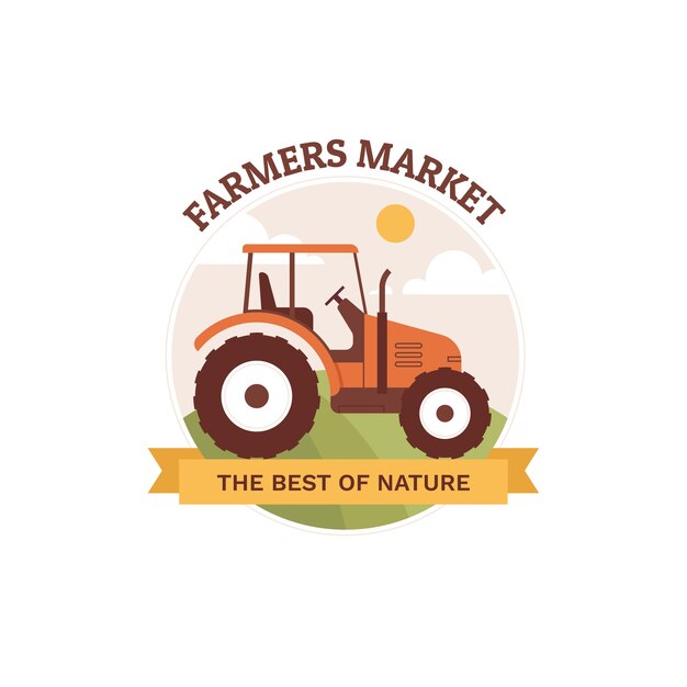 Hand drawn flat design farmers market logo