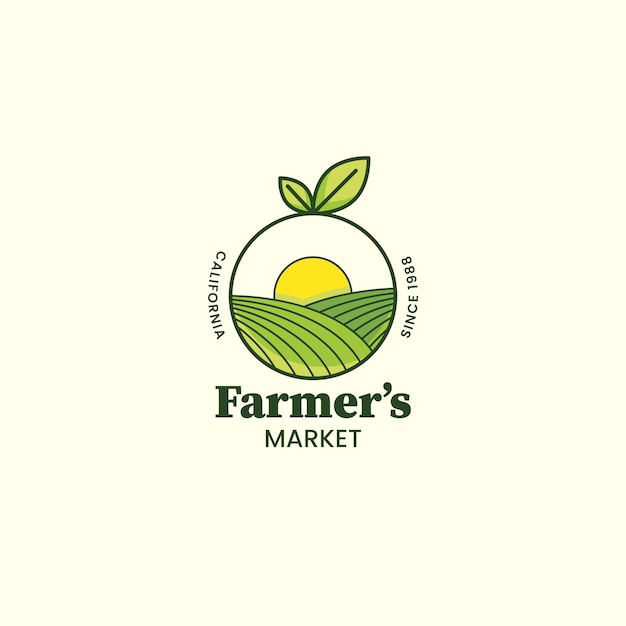 Hand drawn flat design farmers market logo