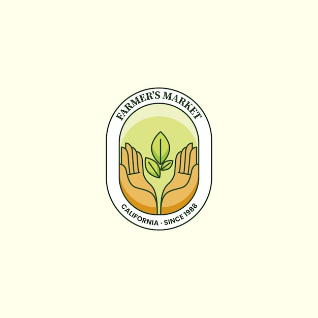 Hand drawn flat design farmers market logo