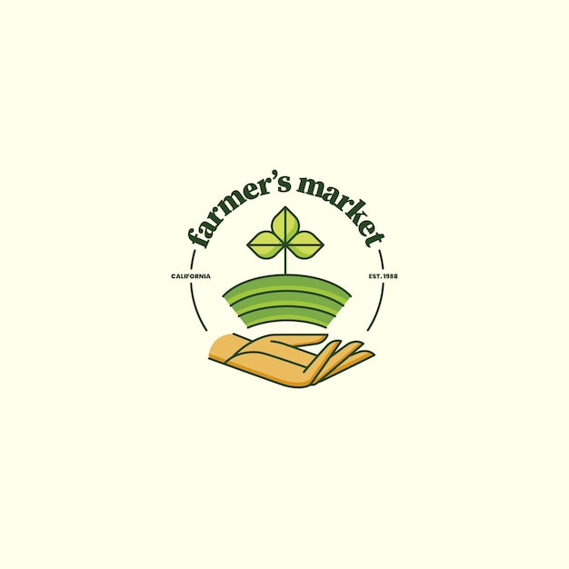 Hand drawn flat design farmers market logo