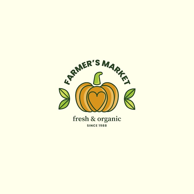 Hand drawn flat design farmers market logo