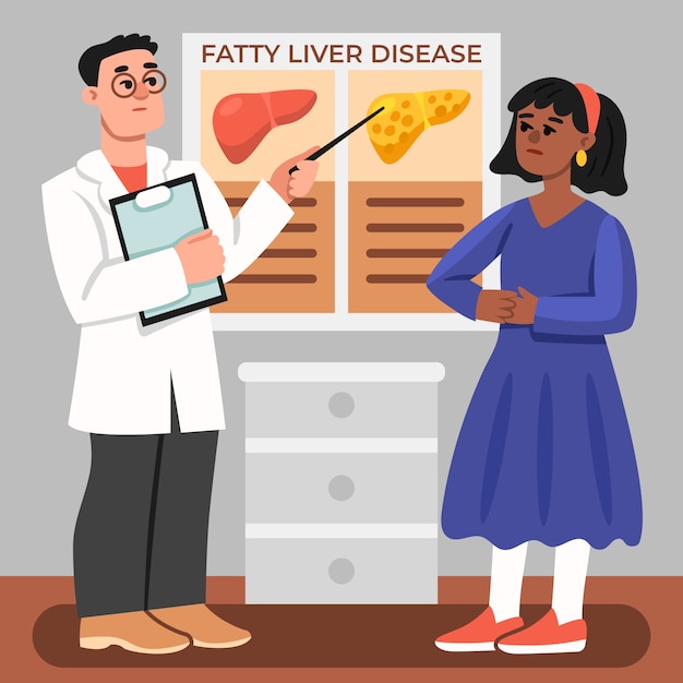 Hand drawn flat design fatty liver illustration