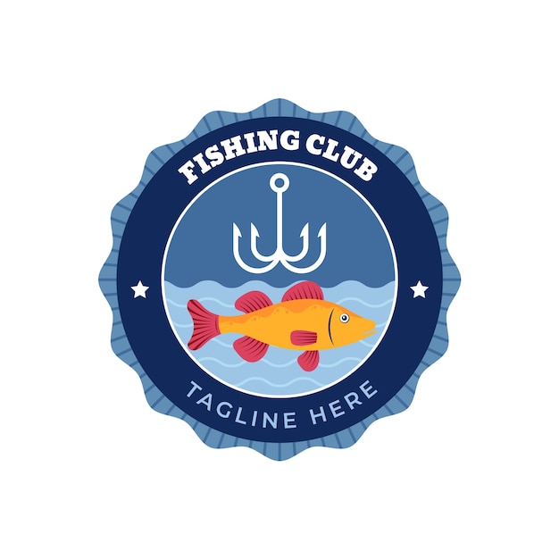 Hand drawn flat design fishing logo