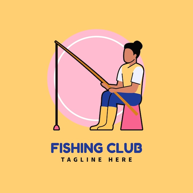 Hand drawn flat design fishing logo