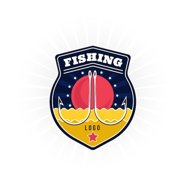 Hand drawn flat design fishing logo