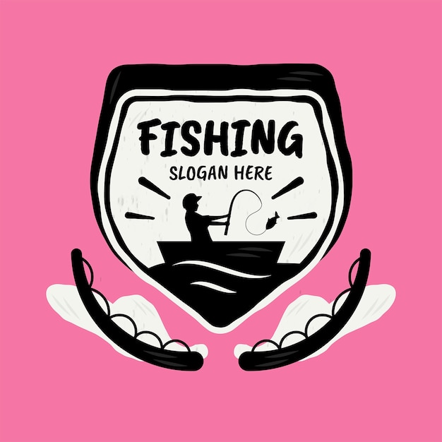 Free Vector hand drawn flat design fishing logo