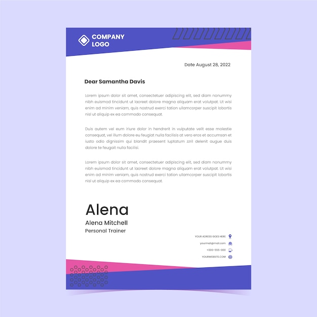 Hand drawn flat design fitness letterhead