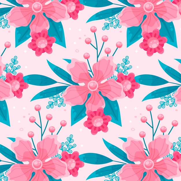 Hand drawn flat design floral pattern design