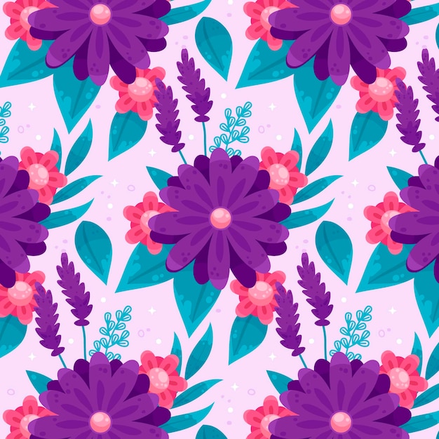 Hand drawn flat design floral pattern design