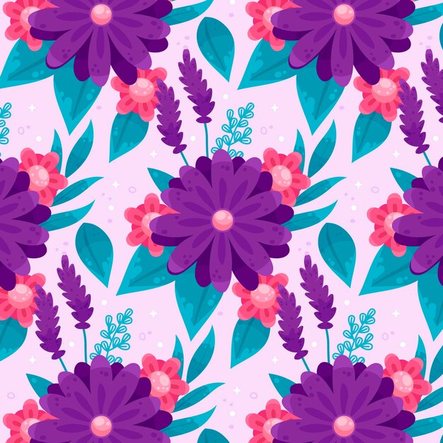 Hand drawn flat design floral pattern design