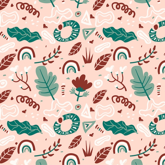 Hand drawn flat design floral pattern design