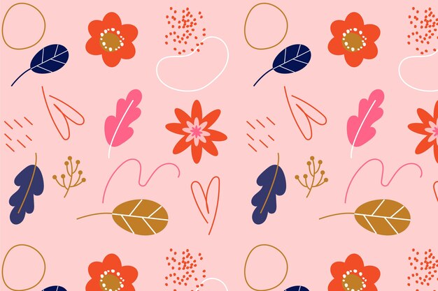 Hand drawn flat design floral pattern