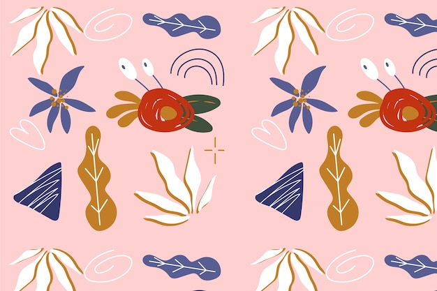 Hand drawn flat design floral pattern